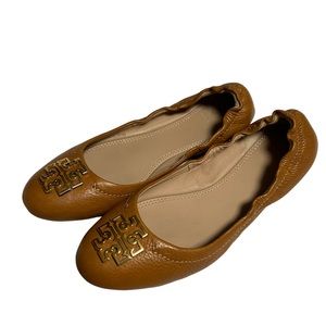 Tory Burch  pebbled leather ballet flats tan
